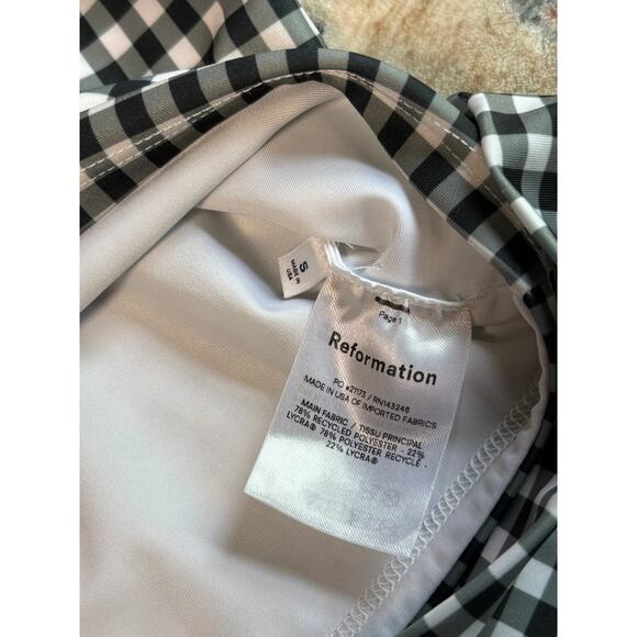 Reformation Two Piece Gingham Bikini Set Black and White Swim Suit Beach Vacay - Picture 7 of 14